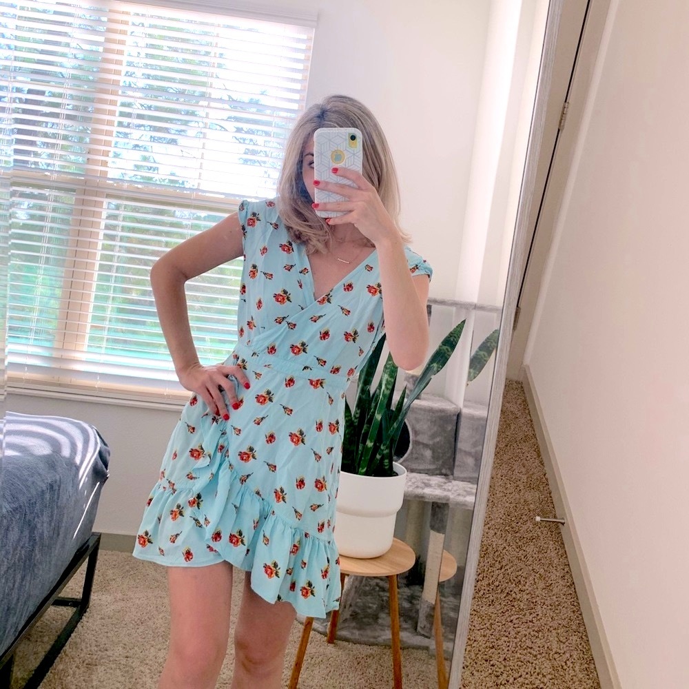 J Crew floral light blue dress